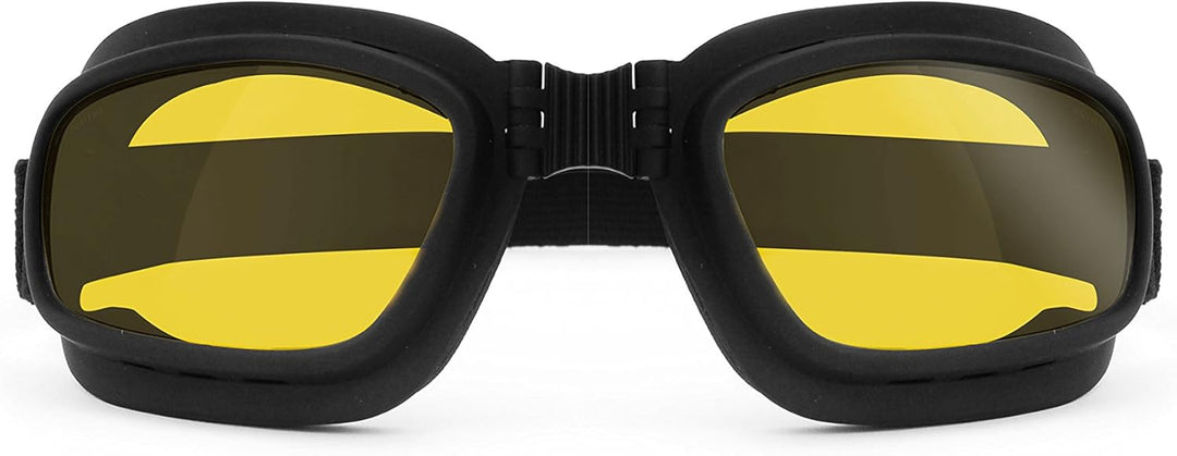 Bertoni Motorradbrille mit stossfesten Gläsern, Anti-Beschlag, verstellbar, elastisch, AF112 (Schwar