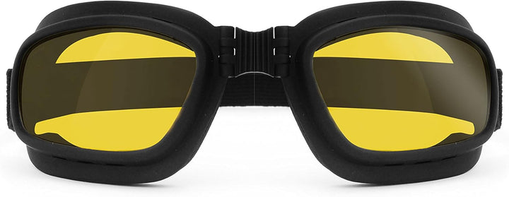 Bertoni Motorradbrille mit stossfesten Gläsern, Anti-Beschlag, verstellbar, elastisch, AF112 (Schwar