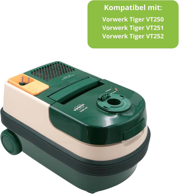 8 hochwertige Staubsaugerbeutel plus Filter passend für Vorwerk Tiger 250 251 252 - Inlusive Motorsc