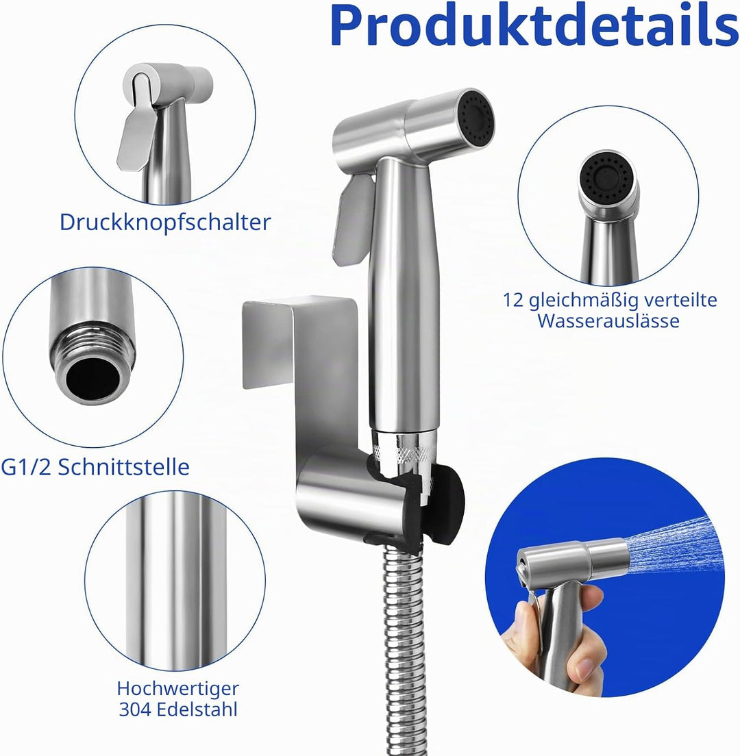 Bidet Handbrause Bidet Handbrause Set Aus Edelstahl für WC Bidet-Hand Gehalten Sprayer Edelstahl Mit