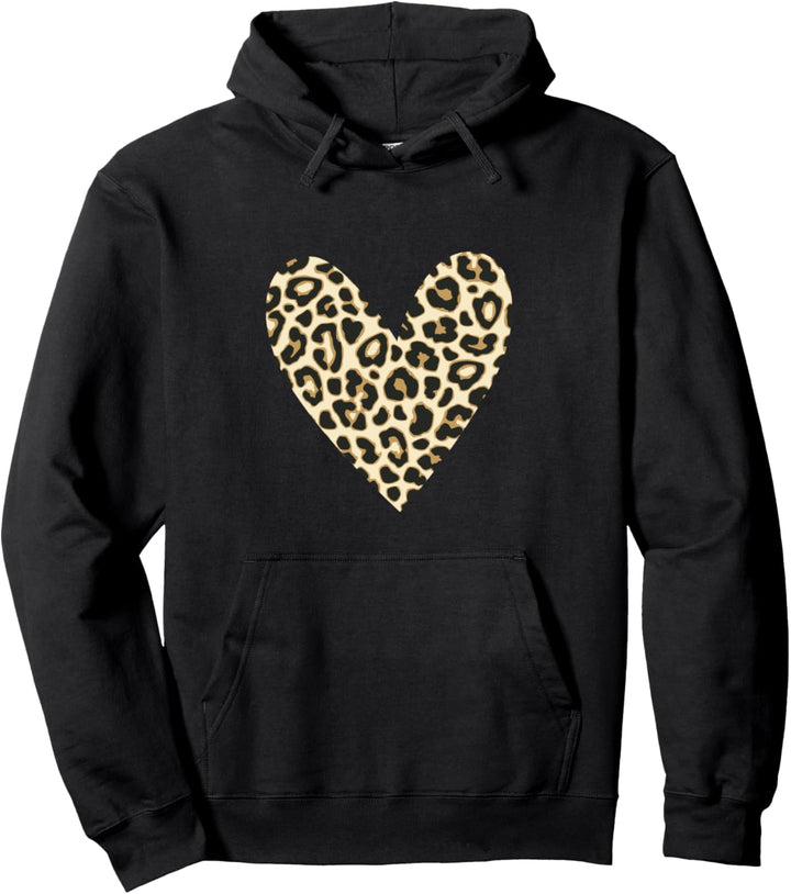 Funky Leopard Print Herz Pullover Hoodie
