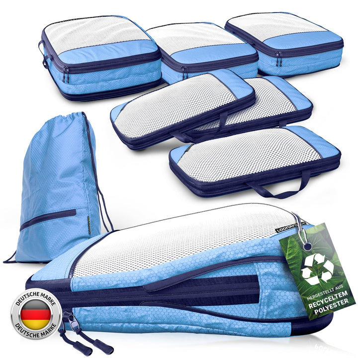 Packtaschen Kompression für Koffer und Rucksack [7-teilig] - mehr Platz im Koffer oder Backpack durc