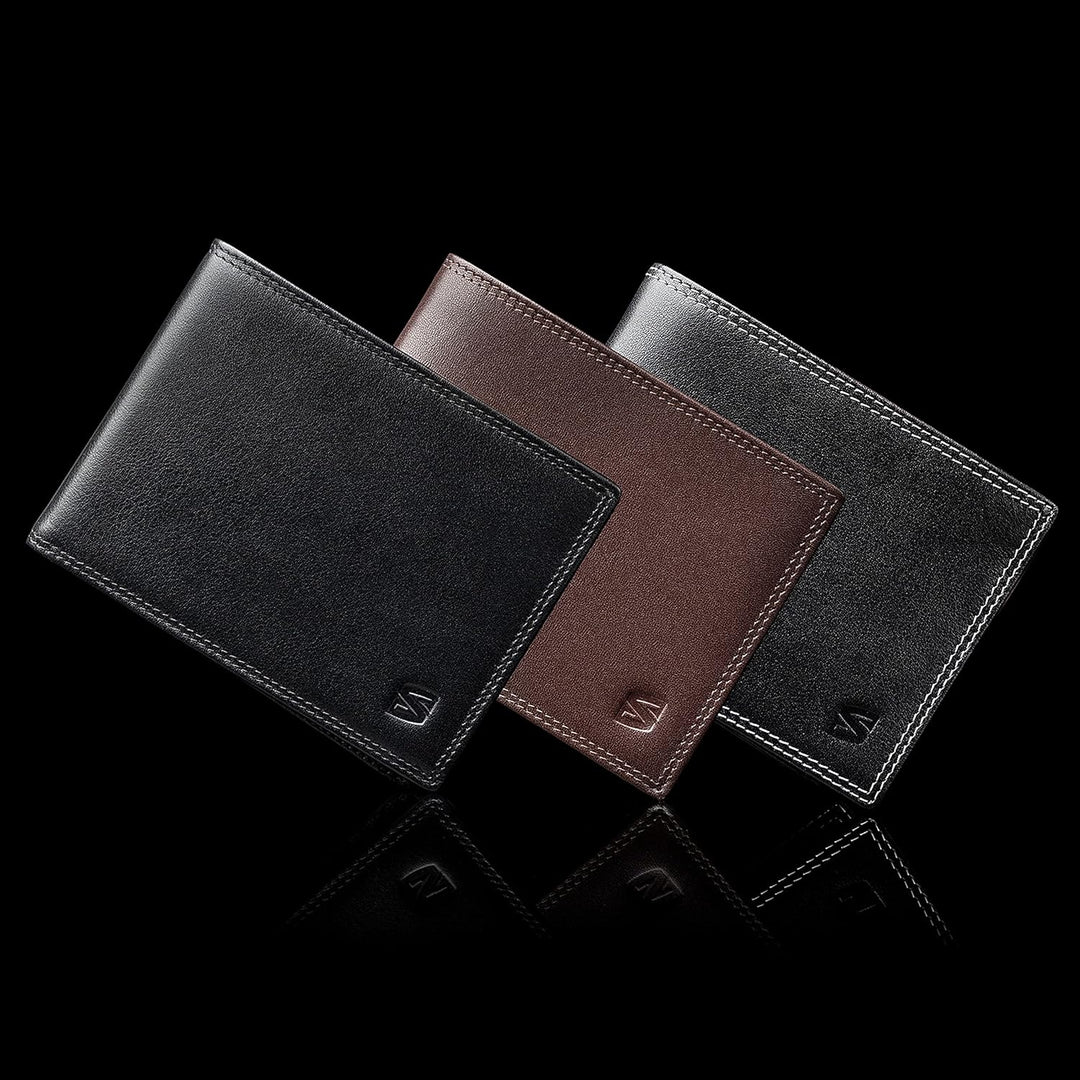 SERASAR | Leder Geldbeutel Männer mit RFID Schutz | Schwarzes Nappaleder | 12 Kartenfächer | Exklusi