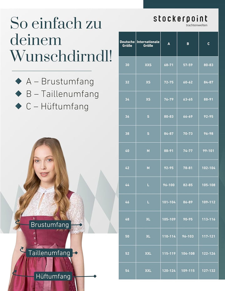 Stockerpoint Damen Dirndl Viano Kleid für besondere Anlässe 32 Beere, 32 Beere