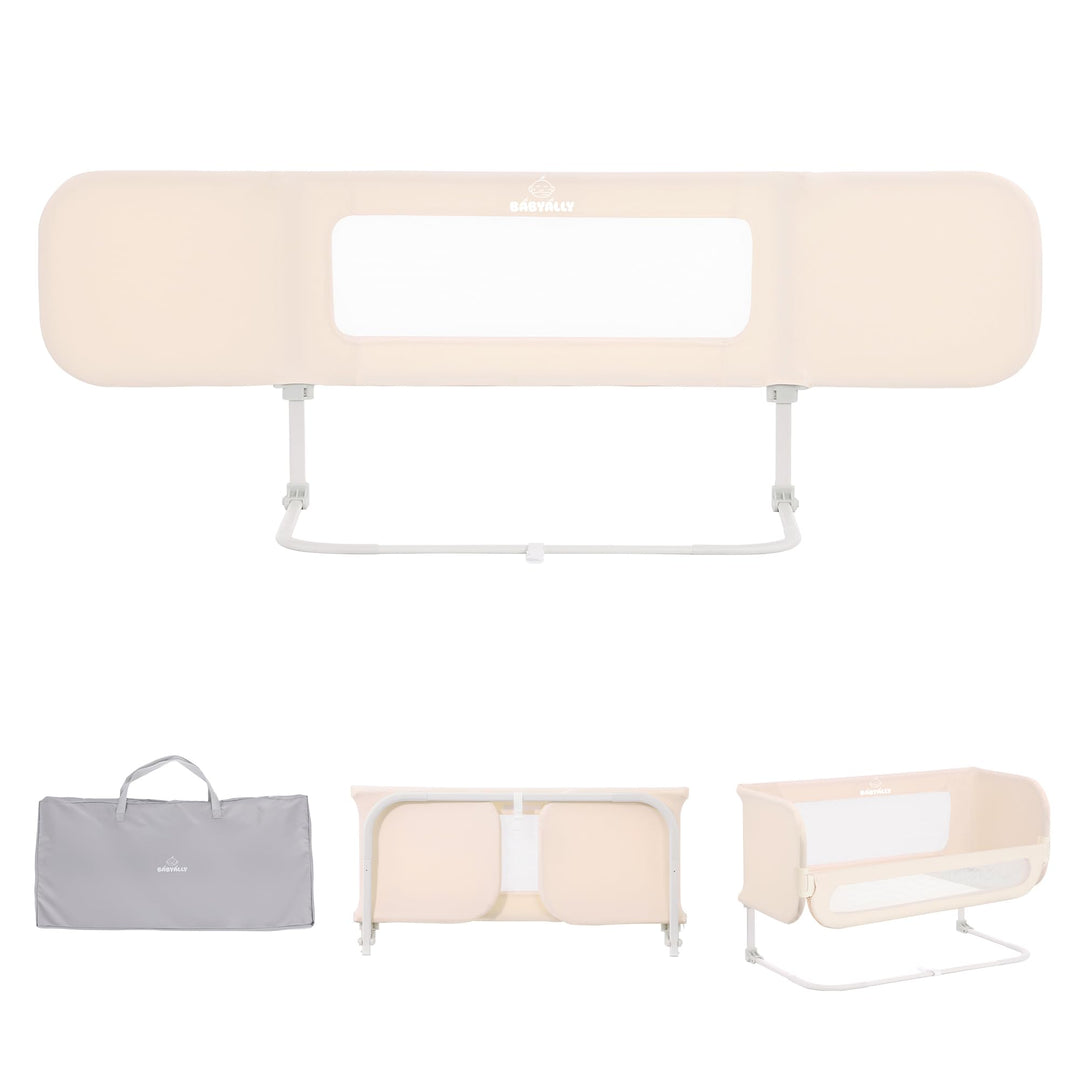 Rausfallschutz Bett Reise 185cm, 2-IN-1 Funktion als Baby Beistellbett und Bettgitter Baby, Rausfall