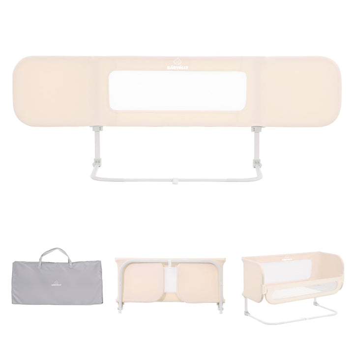 Rausfallschutz Bett Reise 185cm, 2-IN-1 Funktion als Baby Beistellbett und Bettgitter Baby, Rausfall