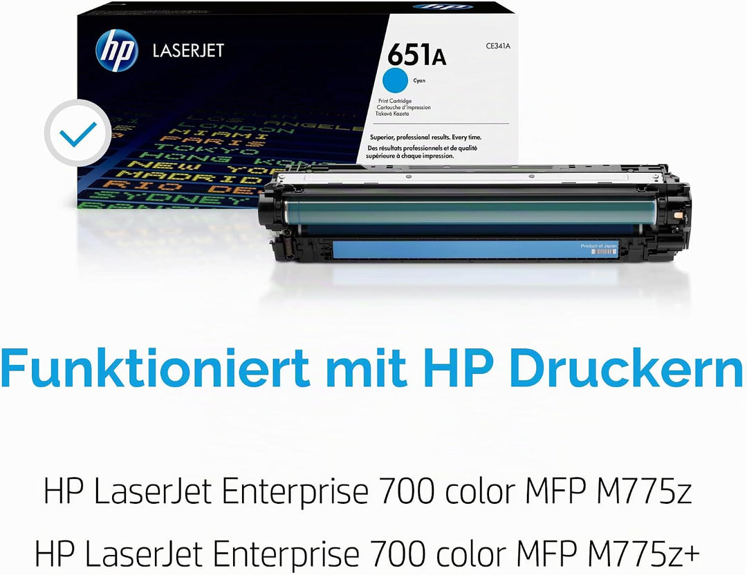 HP 651A (CE341A) Blau Original Toner für HP Laserjet Enterprise M775 Cyan, Cyan