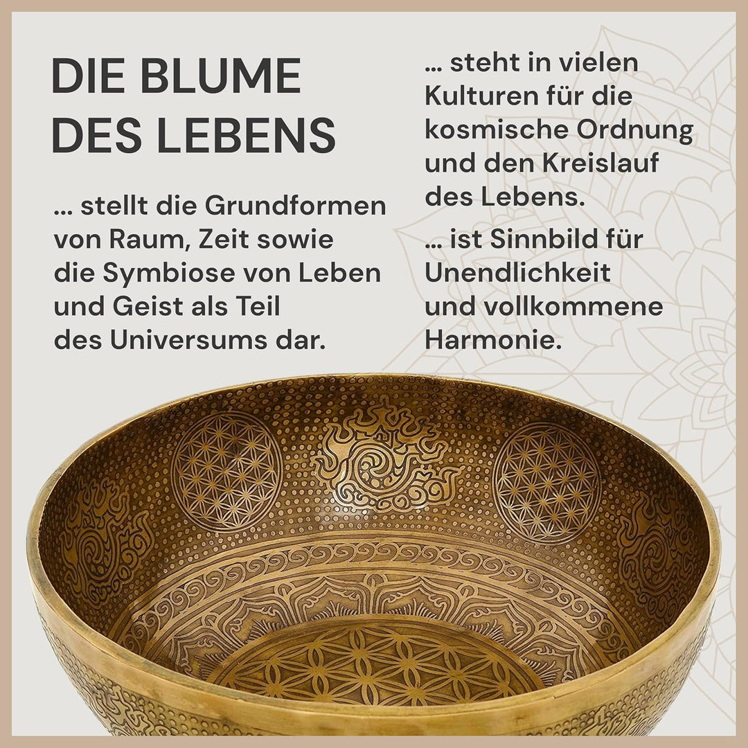 Tibetische Klangschale Blume des Lebens für Yoga, Meditation und Entspannung, Ø 35 cm, 4.000 Gramm,