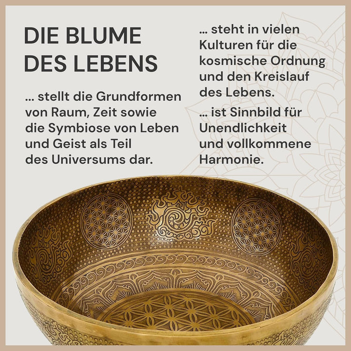 Tibetische Klangschale Blume des Lebens für Yoga, Meditation und Entspannung, Ø 35 cm, 4.000 Gramm,