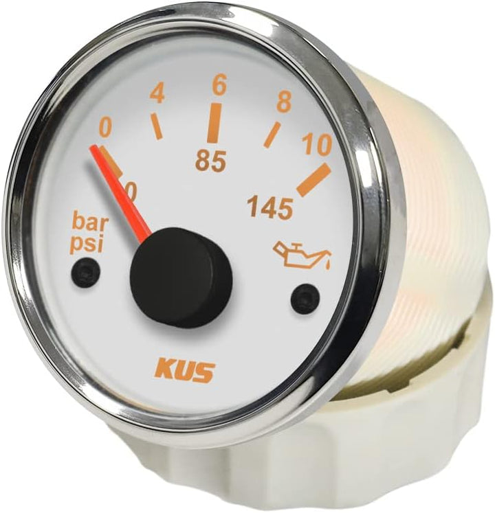 KUS Warranted Oil Kraftstoff Manometer Meter 0-10Bar 0-145PSI Mit Hintergrundbeleuchtung 12V / 24V 5