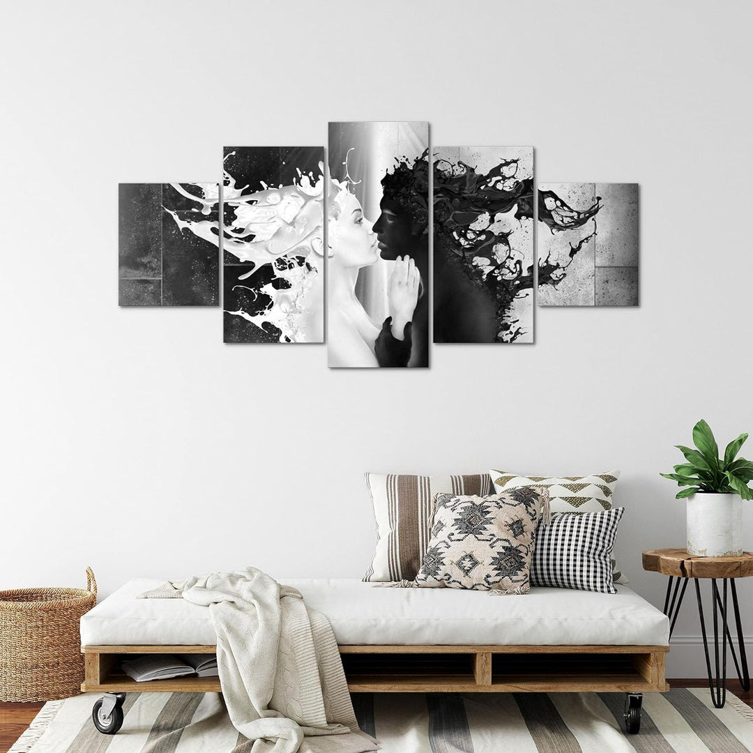 Runa Art - Bilder Milk und Coffee 200 x 100 cm 5 Teilig XXL Wanddekoration Design Schwarz Weiss 0050