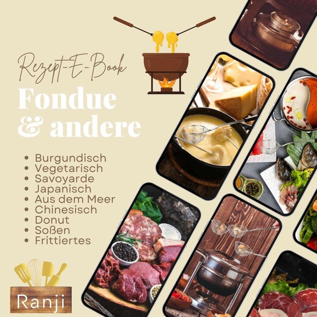 Ranji® Kescher für Fondue, Edelstahl, Pflegeleicht, perfekt für geschmolzene Abende (6 Stück)