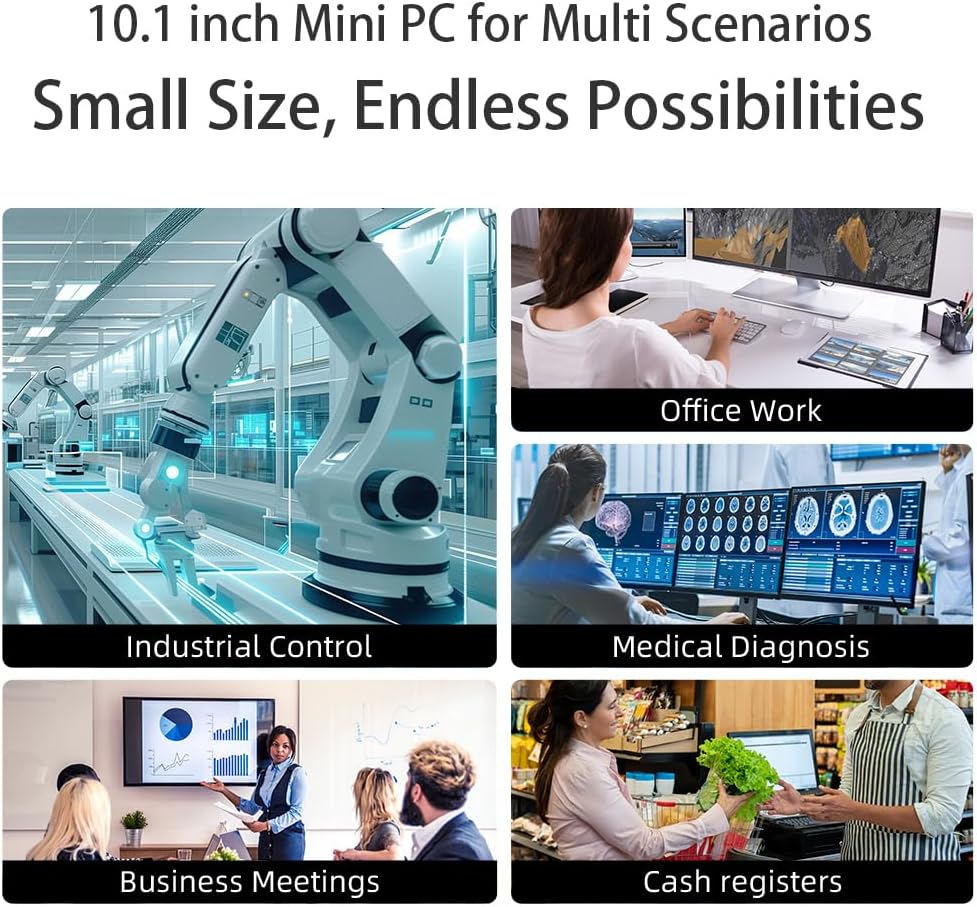 Mini Computer PC Mini PC Deko mit Touchscreen Monitor 10.1 Zoll, Win 10 Deko-mini J3455, 4GB LPDDR4