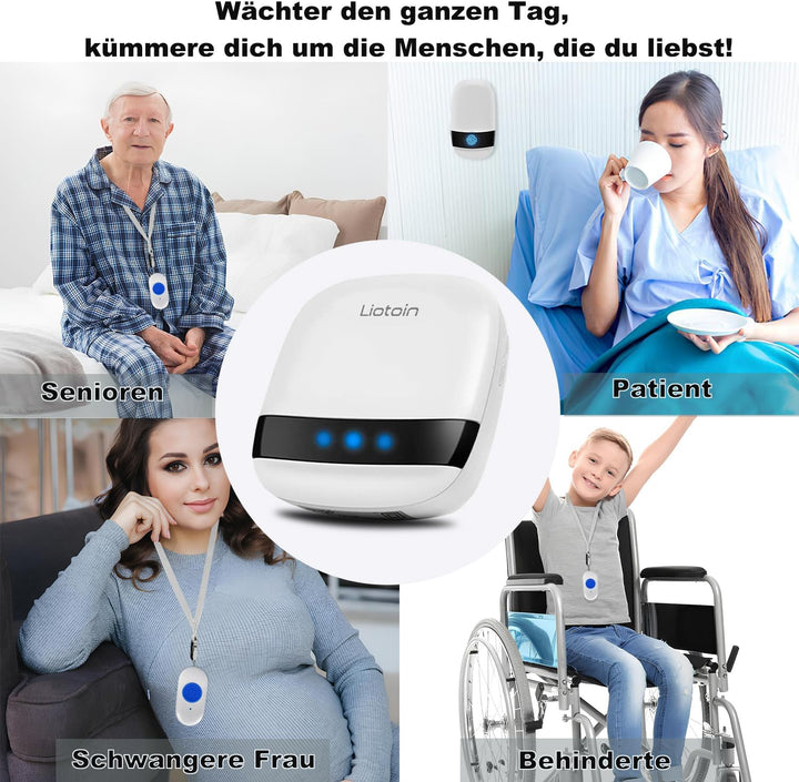 Notrufknopf für Senioren Notruf Kabellos Hausnotruf Senioren InternSOS Alarm Notfallknopf Alarmknopf