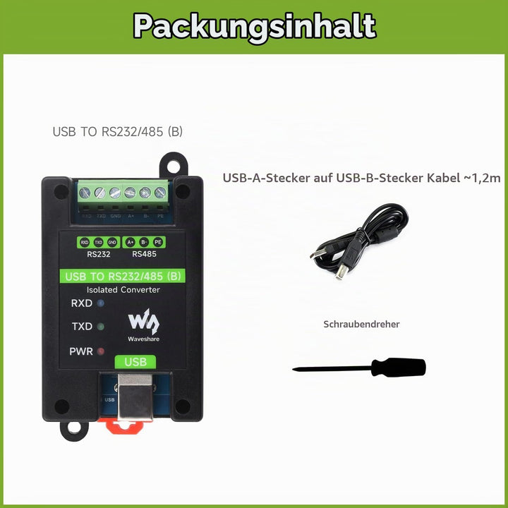 Waveshare USB to RS232/485 Industrial Grade Isolated Converter, Onboard Original FT232RNL Chip, Mult