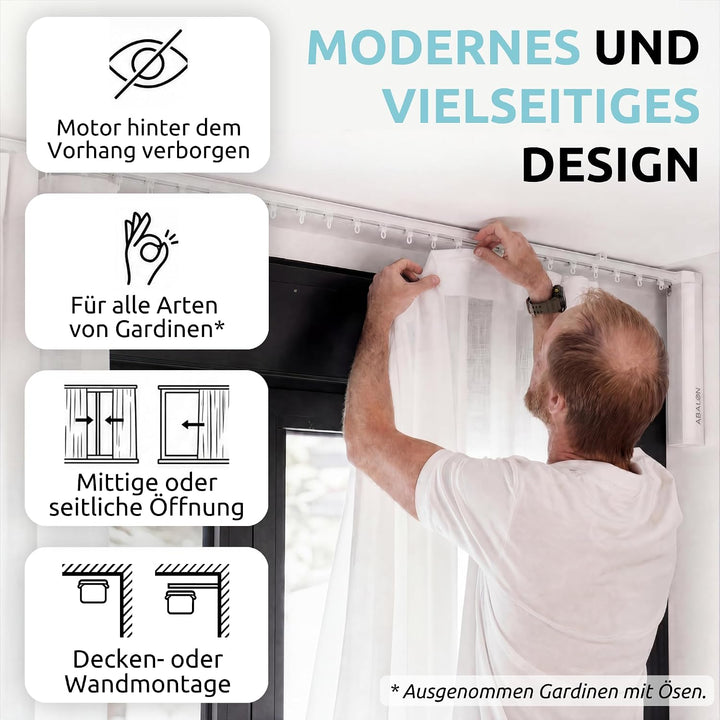 ABALON Elektrische Gardinenschiene, WLAN-Motor, kompatibel mit Alexa, Google Home und der Tuya Smart
