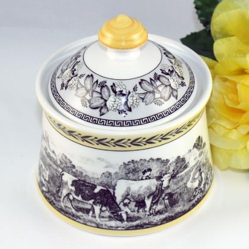 Villeroy und Boch Audun Ferme Zuckerdose, 300 ml, Höhe: 11,4 cm, Premium Porzellan, Weiss/Bunt,