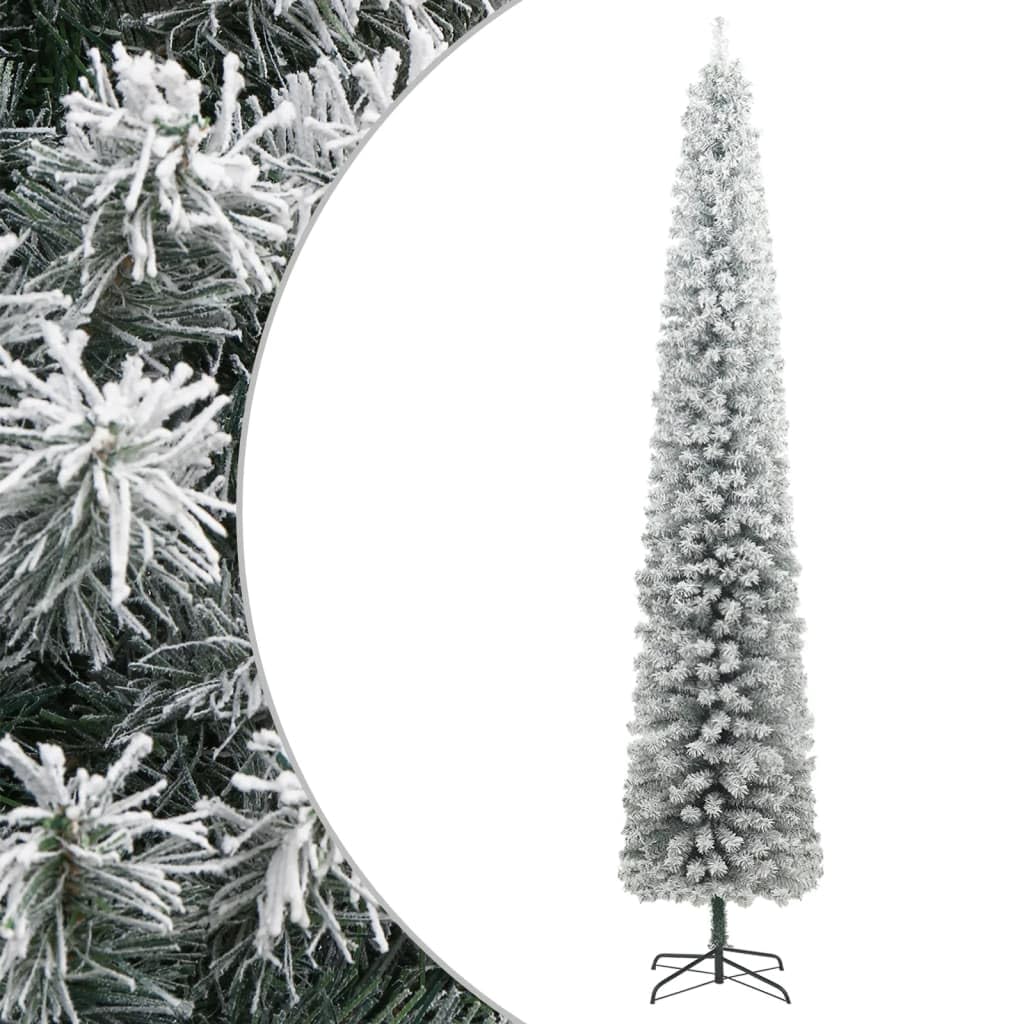 vidaXL Weihnachtsbaum Schlank, Christbaum mit Metallständer, Weihnachtsdekoration mit weissem Kunsts