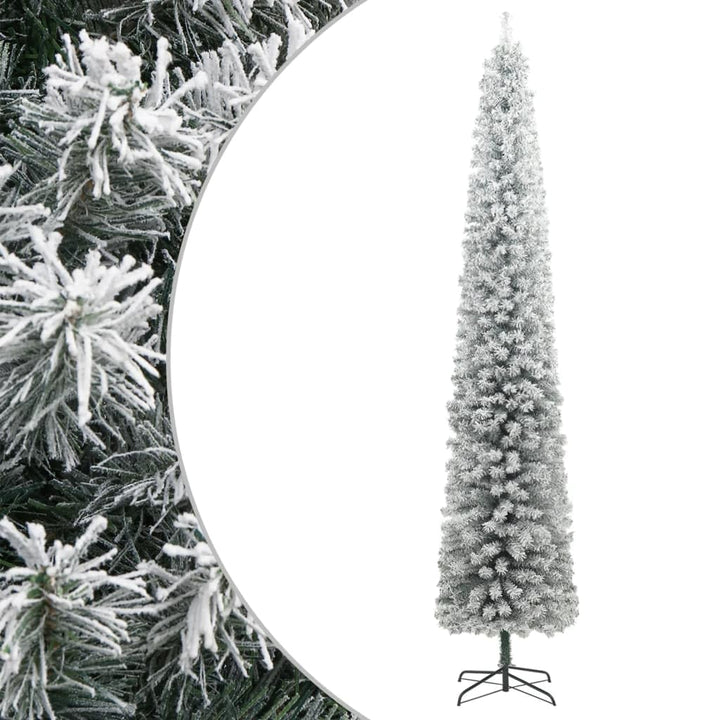 vidaXL Weihnachtsbaum Schlank, Christbaum mit Metallständer, Weihnachtsdekoration mit weissem Kunsts
