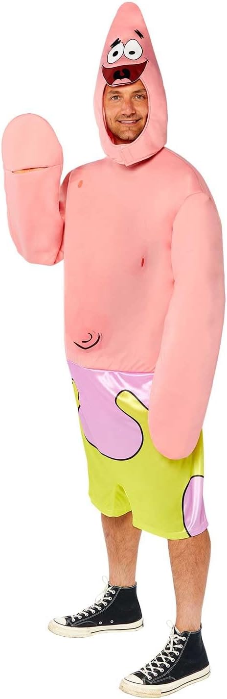 amscan Unisex Erwachsenenkostüm Patrick Erwachsenenkostüm Patrick, Overall mit bedruckten Shorts, Mü