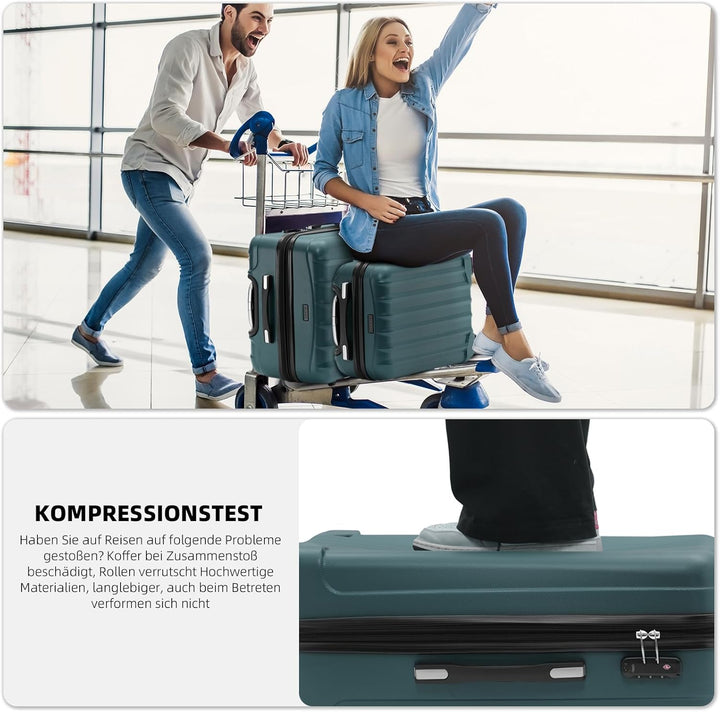 BEIBYE TSA-Schloss 2080 Zwillingsrollen 3 TLG. Reisekofferset Koffer Kofferset Trolley Trolleys Hart