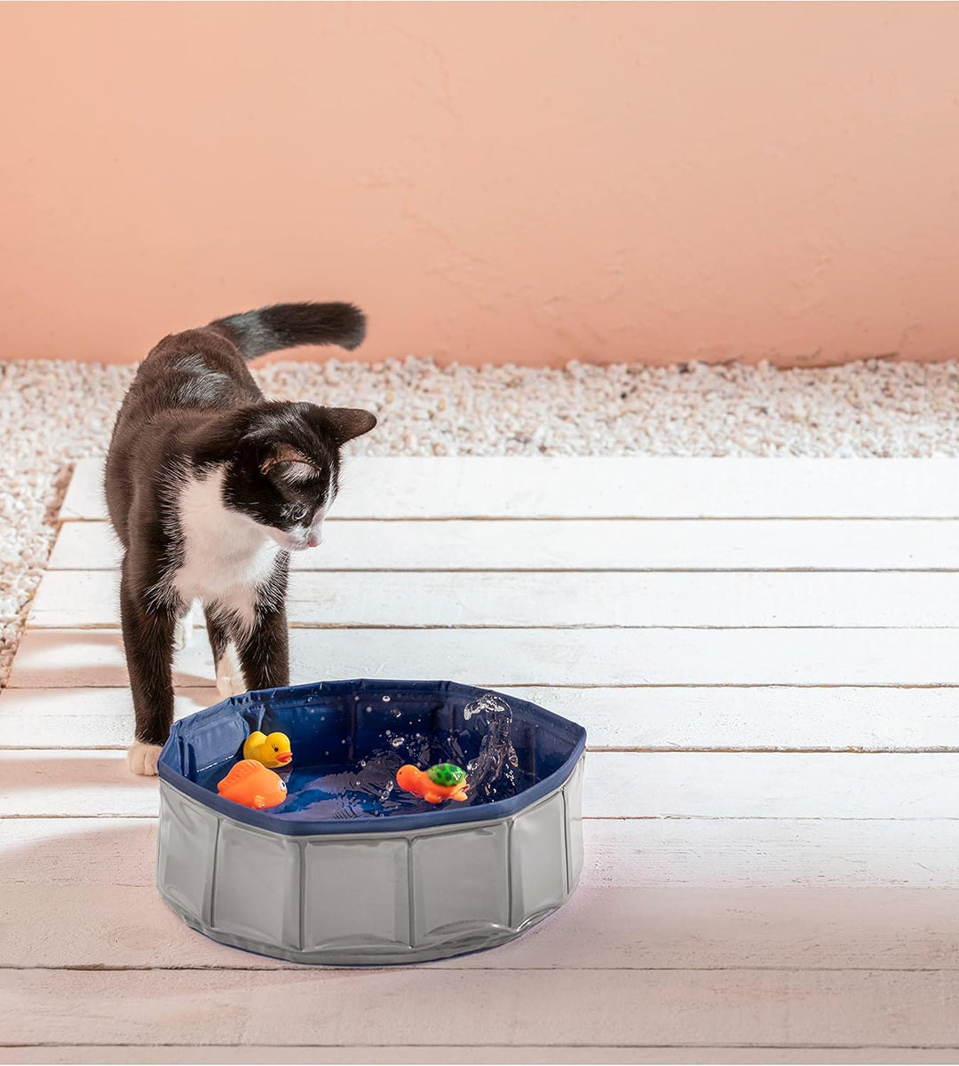 Dehner Lieblinge Katzenpool Water Games, Ø 30 cm, Höhe 10 cm, Kunststoff, grau/blau Keine Angabe, Ke