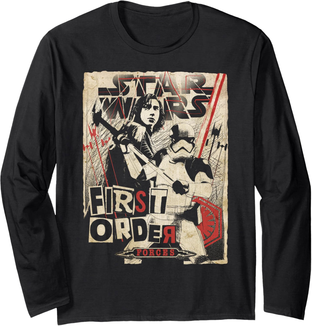 Star Wars Last Jedi First Order Cutout Grunge Poster Langarmshirt