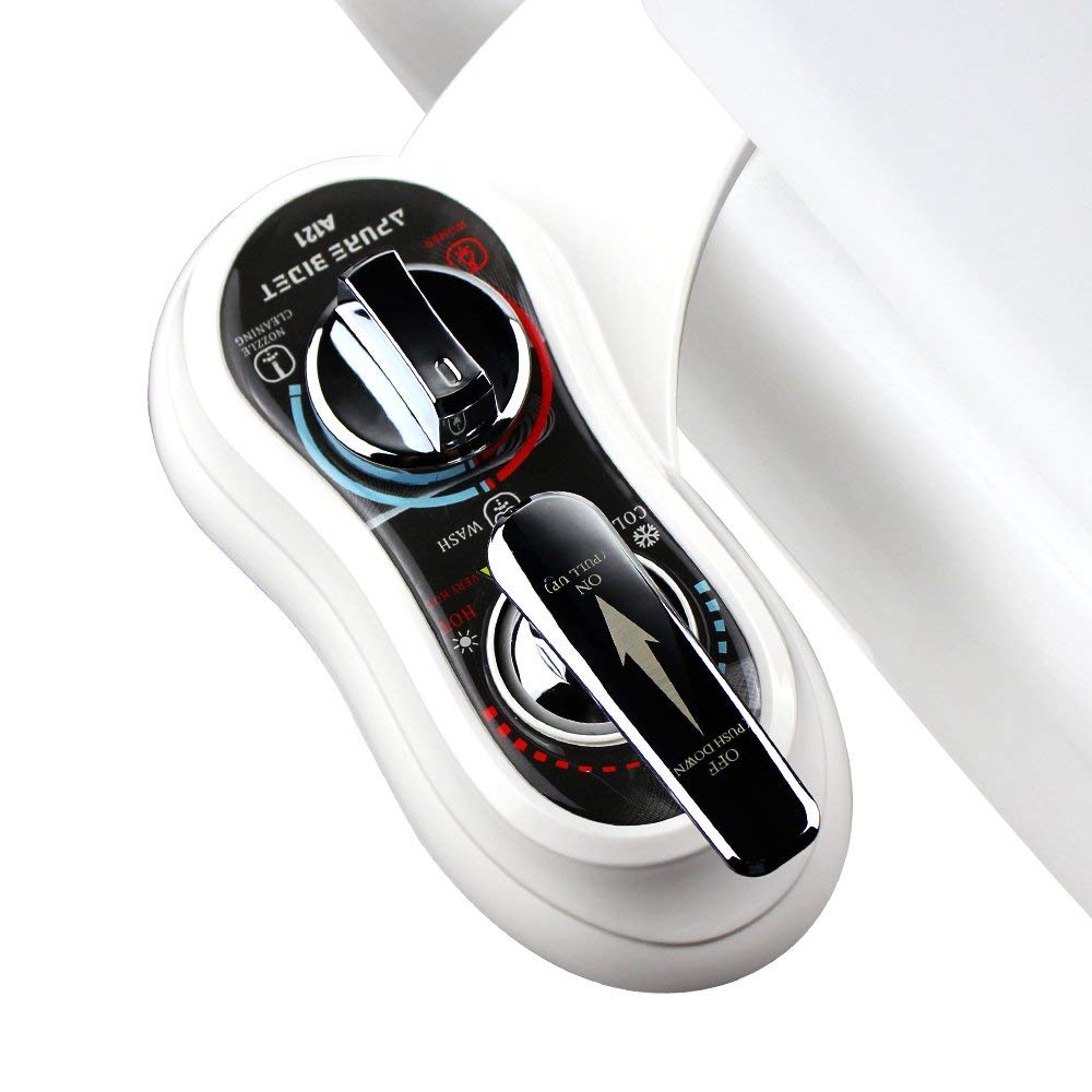 APURE BIDET A121 Warm- und Kaltwasser-Bidet-Aufsatz für WC-Sitz, Doppeldüse, Rücken- und Damenwäsche