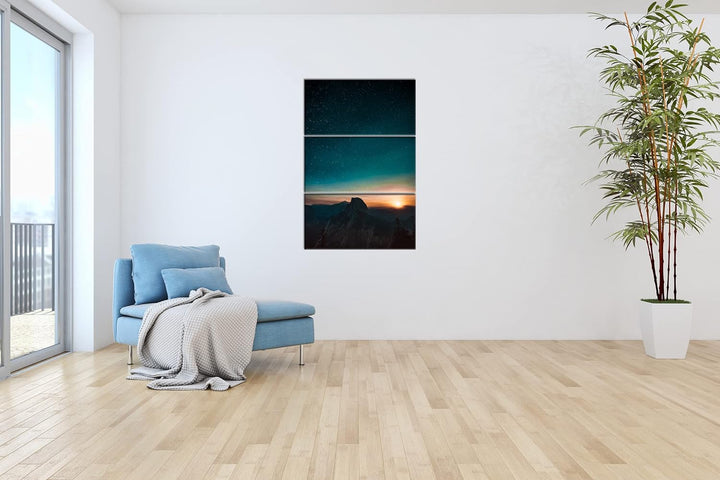 deyoli atemberaubender Sternenhimmel bei Sonnenaufgang Format: 3Teilig als Leinwandbild, Motiv ferti