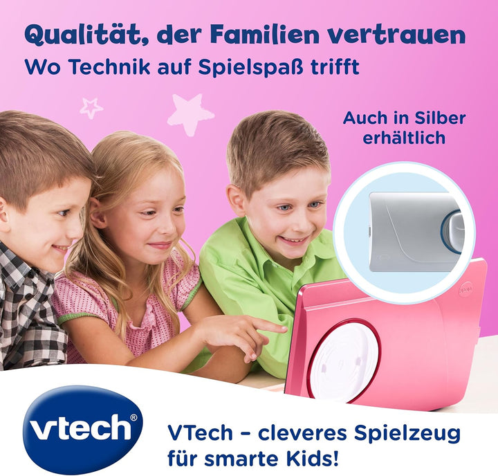 Vtech Genio Lernlaptop pink – Lerncomputer mit Internetzugang, Textprogramm und Lerninhalten zu Buch
