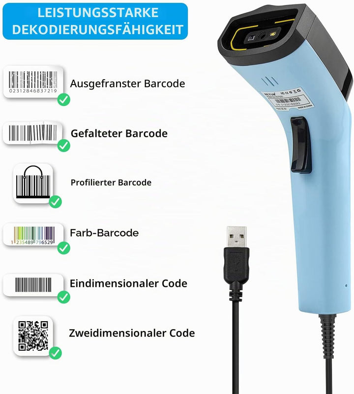NETUM DS7100 2D QR Barcode Scanner Handheld Automatischer Barcode-Leser/Imager (QR, PDF417, GS1-Date