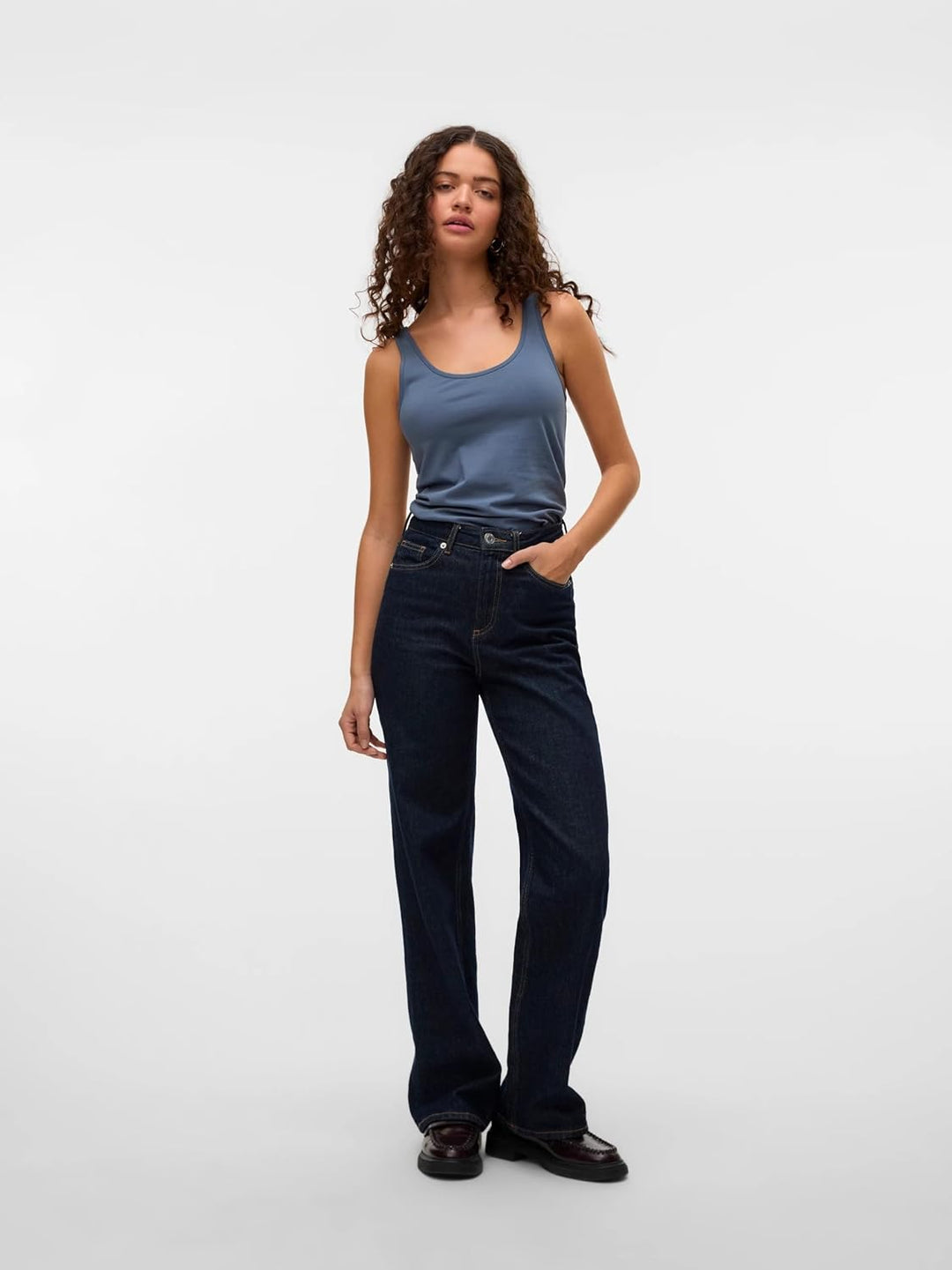 VERO MODA Damen VMMAXI My Soft Long Tank TOP GA 4 10265024 XS Braun/Blau/Blau (1x Walnut Light Melan