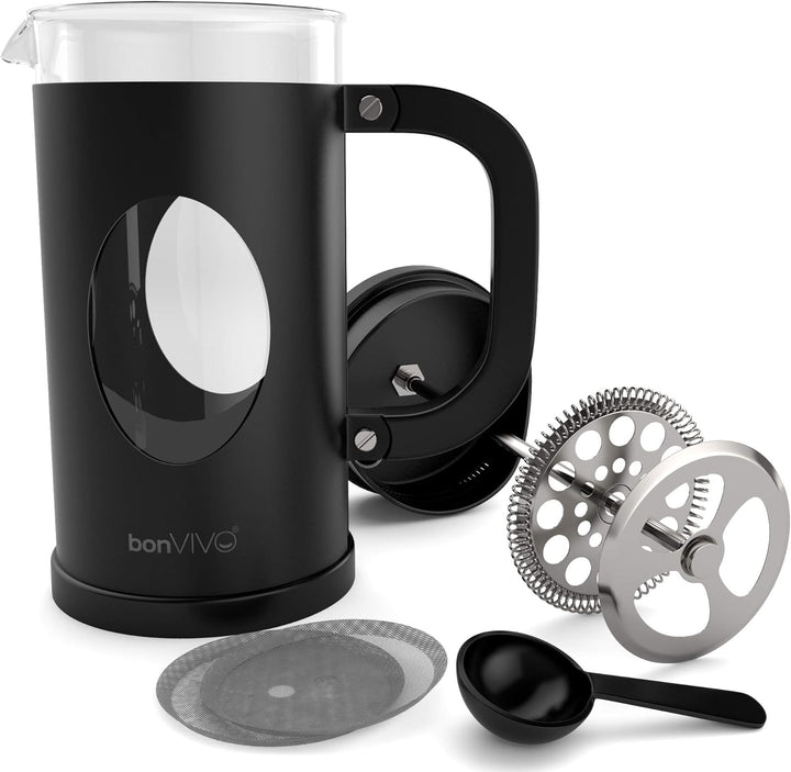 bonVIVO French Press Kaffeebereiter - Coffee Maker in Kupfer-Optik - Kaffekanne aus Glas m. Edelstah
