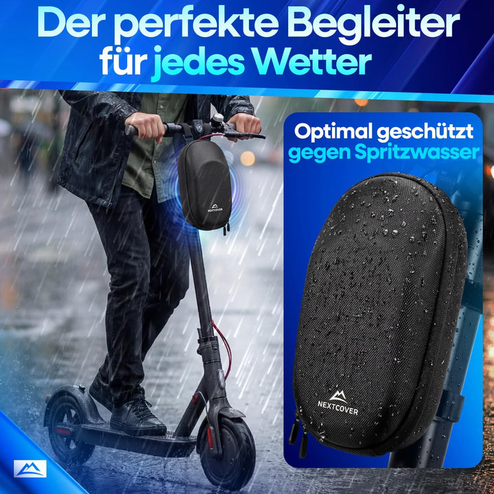 NEXTCOVER® E-Scooter Tasche [EVA Hartschale | Spritzwassergeschützt] | Lenkertasche mit Schlüsselfac
