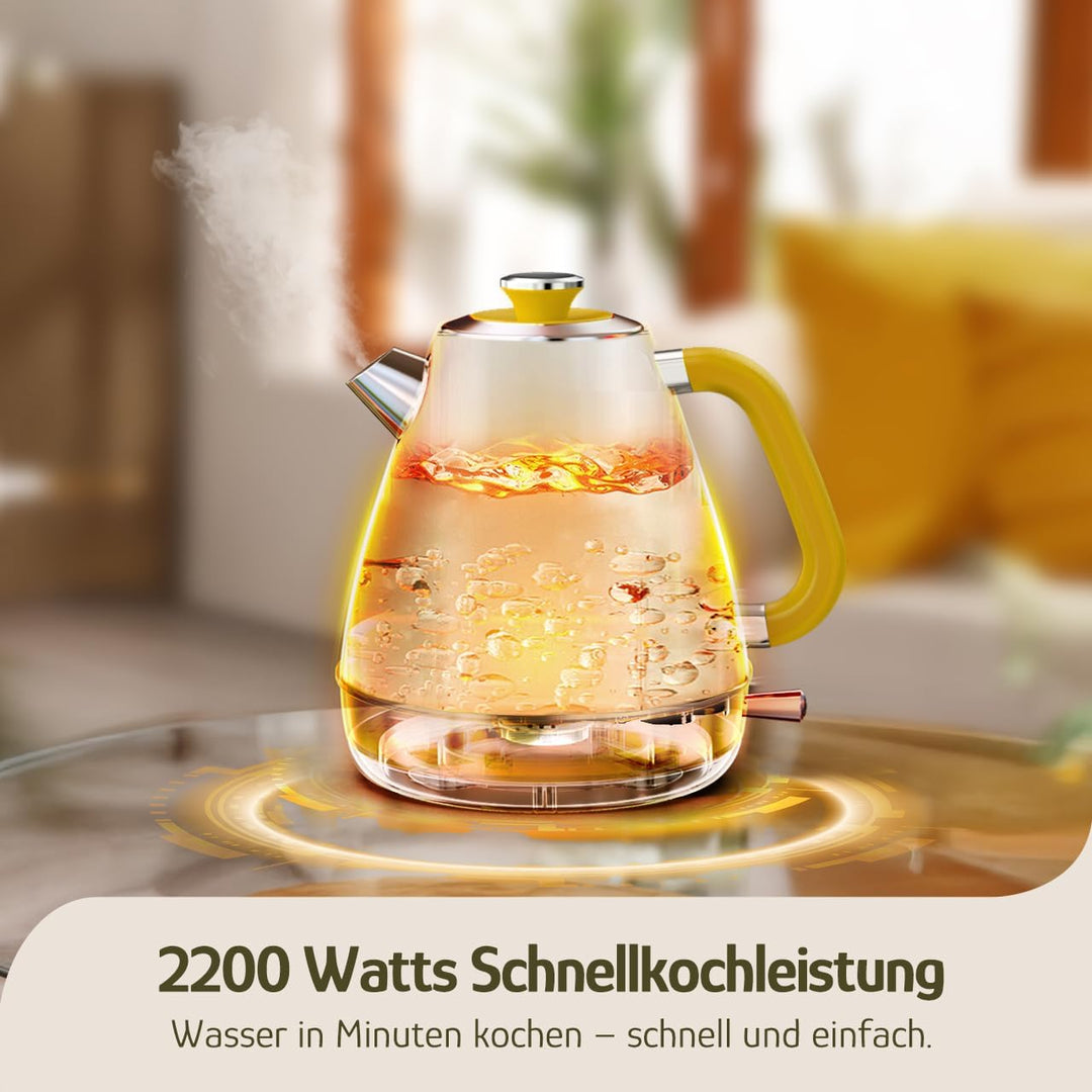 Hazel Quinn Retro Wasserkocher und Toaster Set, Vintage Frühstücksset aus Edelstahl, 1,7L Wasserkoch