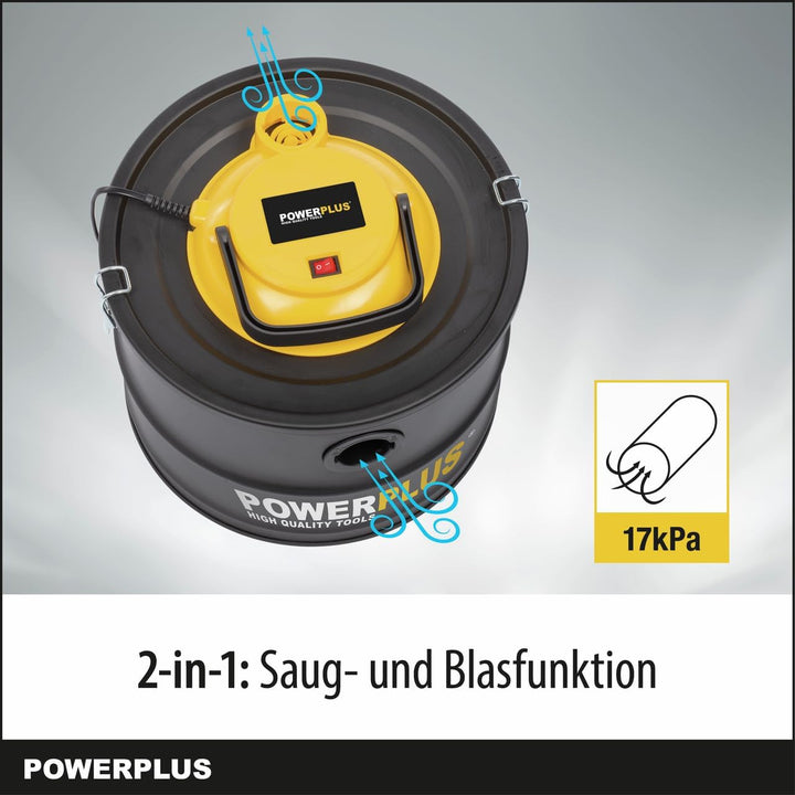 POWERPLUS elektrischer Aschesauger POWX3000-1000W Aschestaubsauger für Kamin, Ofen, Holzofen - Asche
