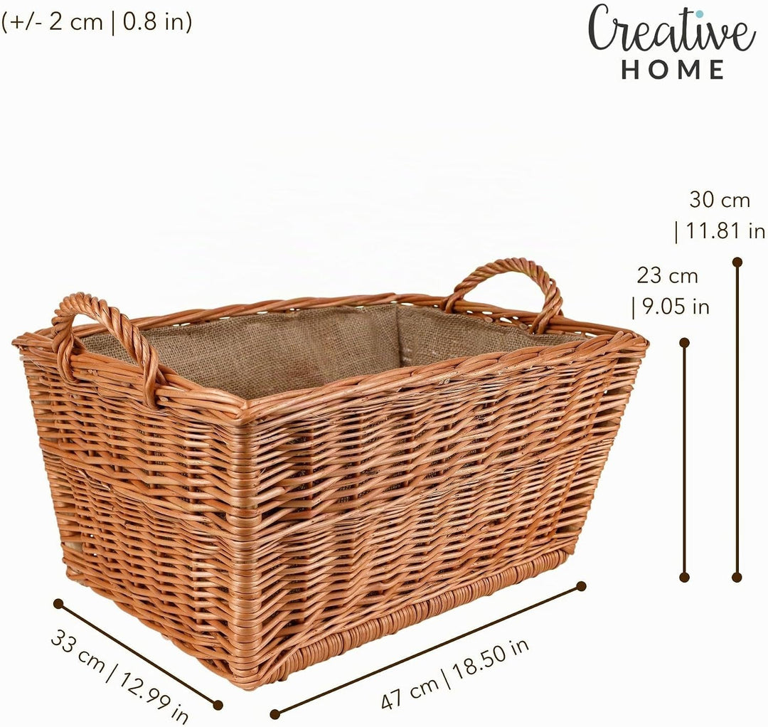 Creative Home Kaminholzkorb Weide Holzkorb für Kaminholz | 47 x 33 x 30 cm | Brennholzkorb Feuerholz