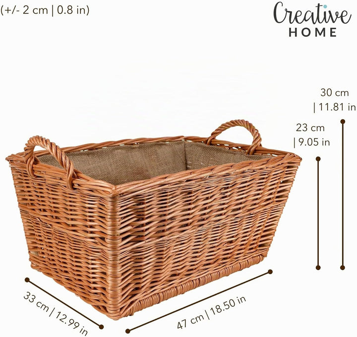 Creative Home Kaminholzkorb Weide Holzkorb für Kaminholz | 47 x 33 x 30 cm | Brennholzkorb Feuerholz