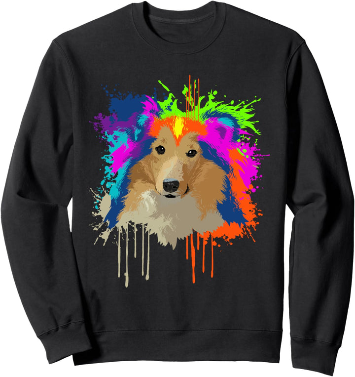 Splash Art Langhaar Collie Hundehalter Geschenkidee Hunde Sweatshirt