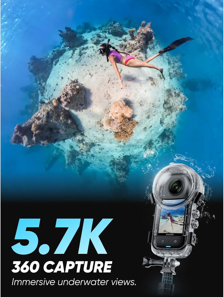 Insta360 X3 Unsichtbares Tauch-Bundle - Wasserdichte 360°Actionkamera mit 1/2"-Sensor, 5,7K 360°, 72
