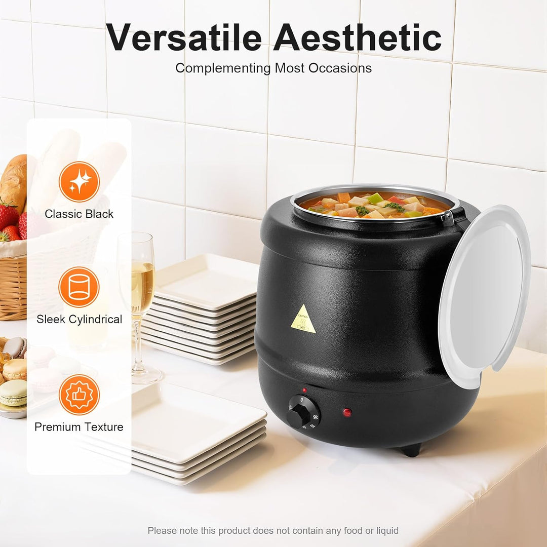 Suppentopf, elektrisch, 10 l, elektrischer Suppentopf, Suppenkessel, Behälter innen, Edelstahl, für