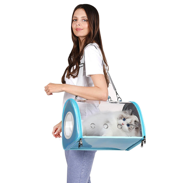PETCUTE Transporttasche für Hunde & Katzen,Atmungsaktive Transparent Katzentasche Katzentransportbox