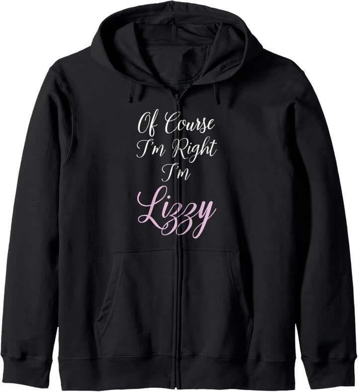 Lizzy Name, personalisierbar, für Mädchen und Frauen, niedlich, rosa Elizabeth Liz Kapuzenjacke
