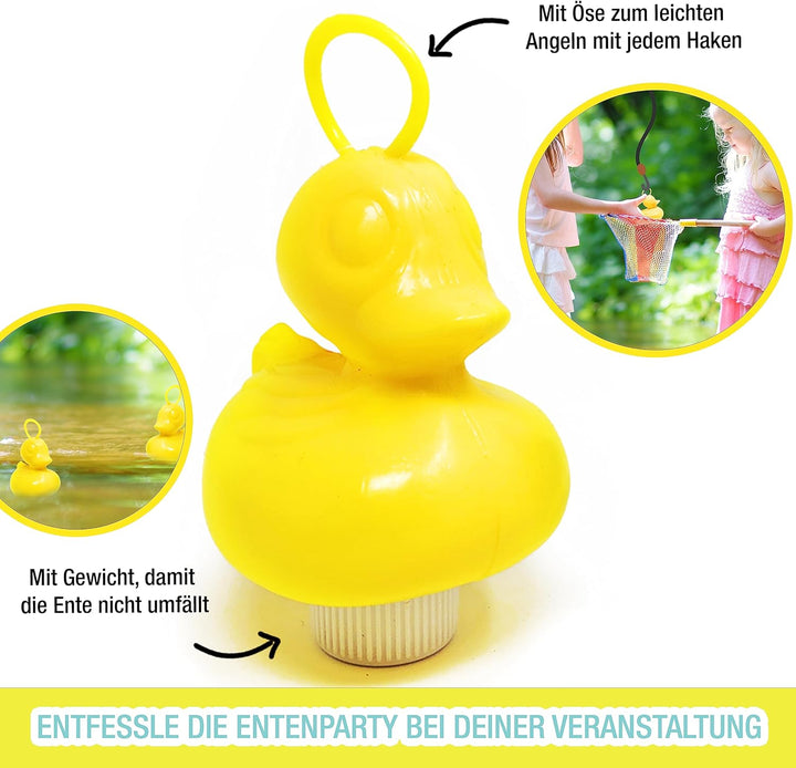 AMLI Enten Angeln | 16x gelbe Entchen mit Öse & Gewicht | Entenangeln Spiel Wasser gross | Perfekt f