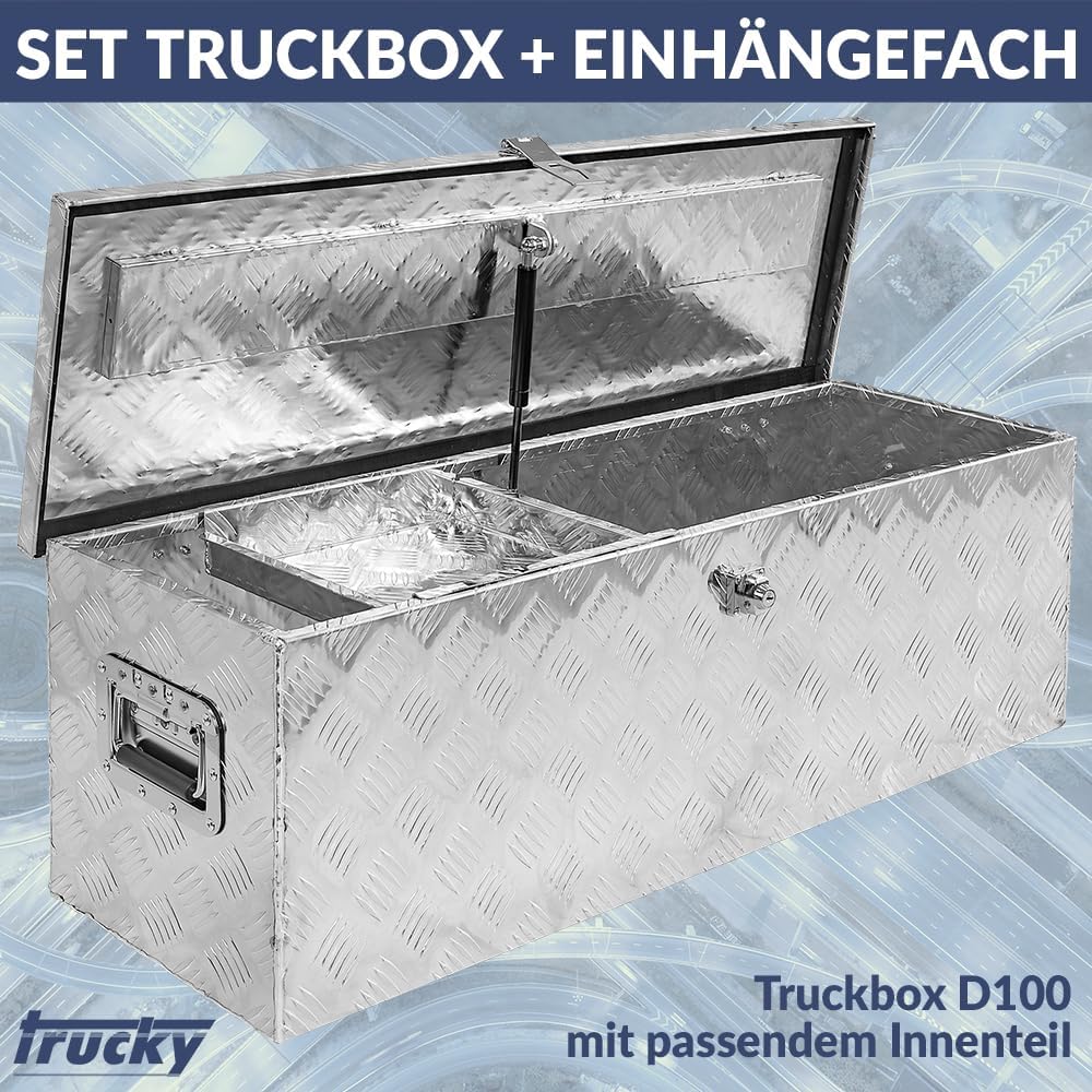 Trucky Set Truckbox D100 + Einhängefach Werkzeugbox Werkzeugkiste Anhängerbox Alubox Aluminium Box E