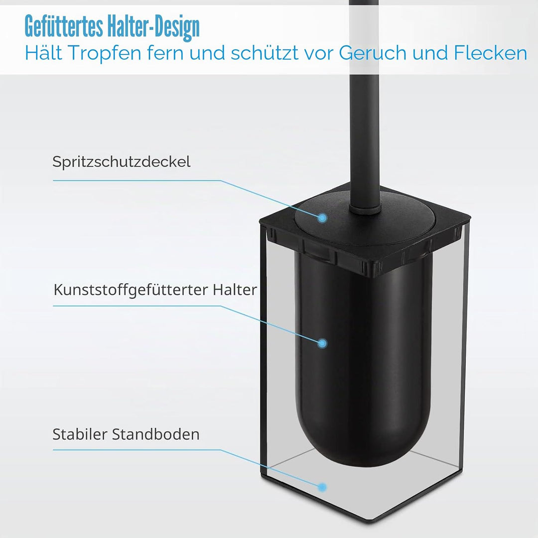 BGL Klobürste Schwarz, aus Edelstahl, Quadratisch Wc Bürste, Schwarz, Schwarz