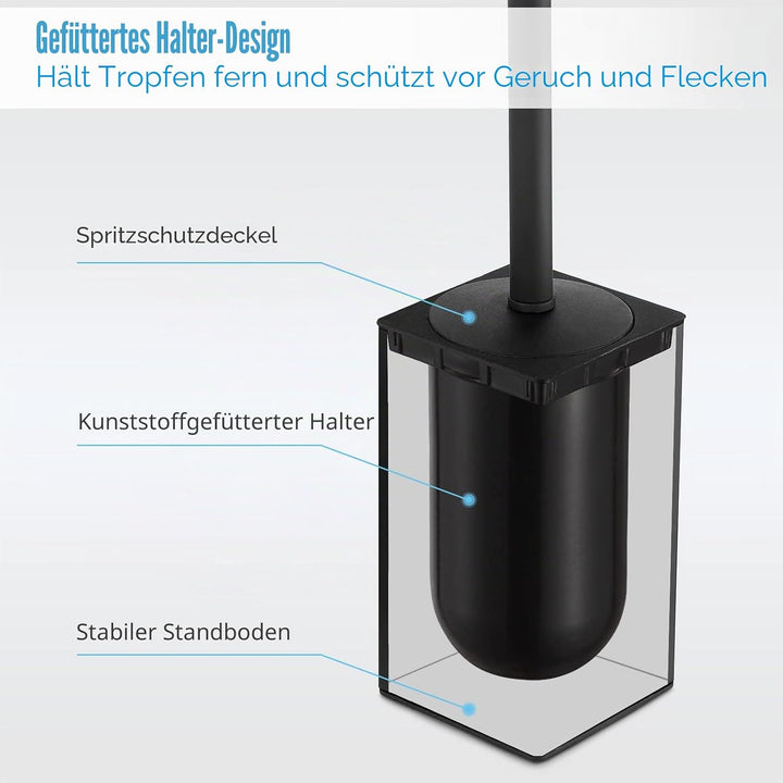 BGL Klobürste Schwarz, aus Edelstahl, Quadratisch Wc Bürste, Schwarz, Schwarz