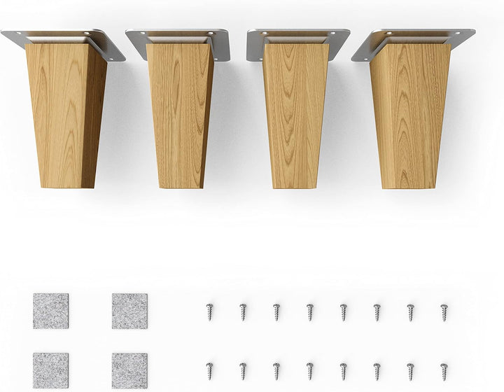 Sossai® Holz-Tischbeine - Clif Square | Öl-Finish | Höhe: 10 cm | HMF3 | eckig, konisch (gerade Ausf