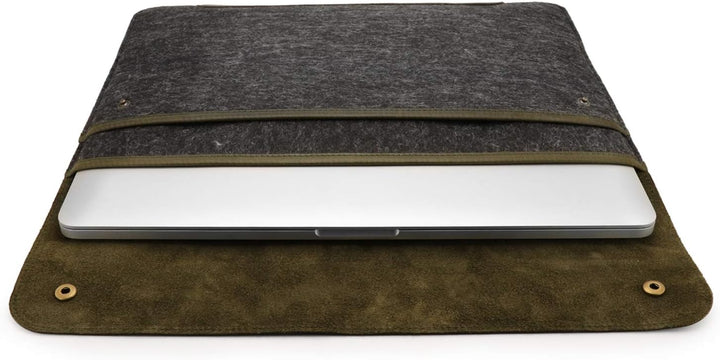 MegaGear MacBook-Tasche aus echtem Leder und Fleece,Laptop-Hülle für MacBook Pro und MacBook Air,14