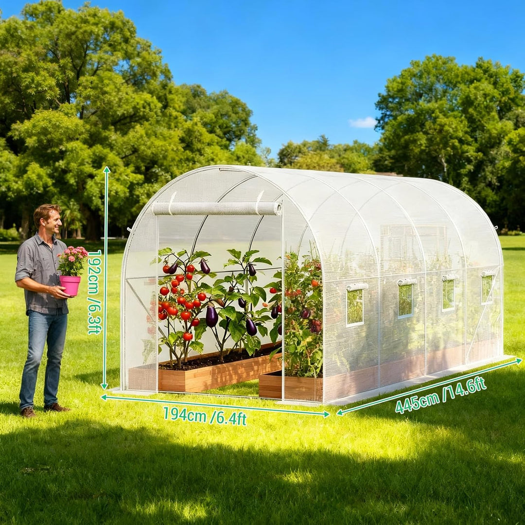 GarveeLife Tunnel Gewächshaus Garten Verzinkter Stahl | Geräumiges Gewächshaus mit UV-beständiger PE